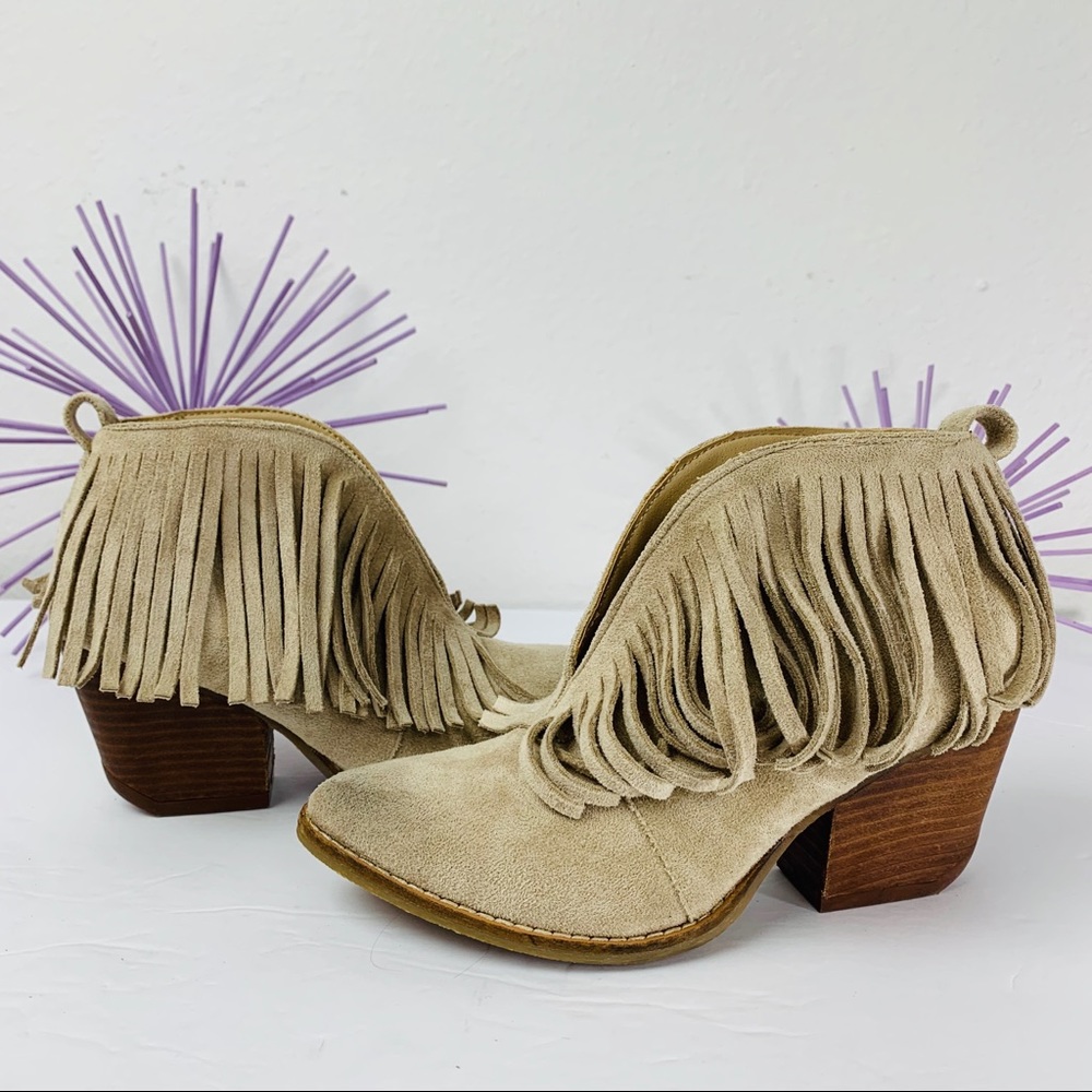 Free People Coconuts / Tan Fringed Booties